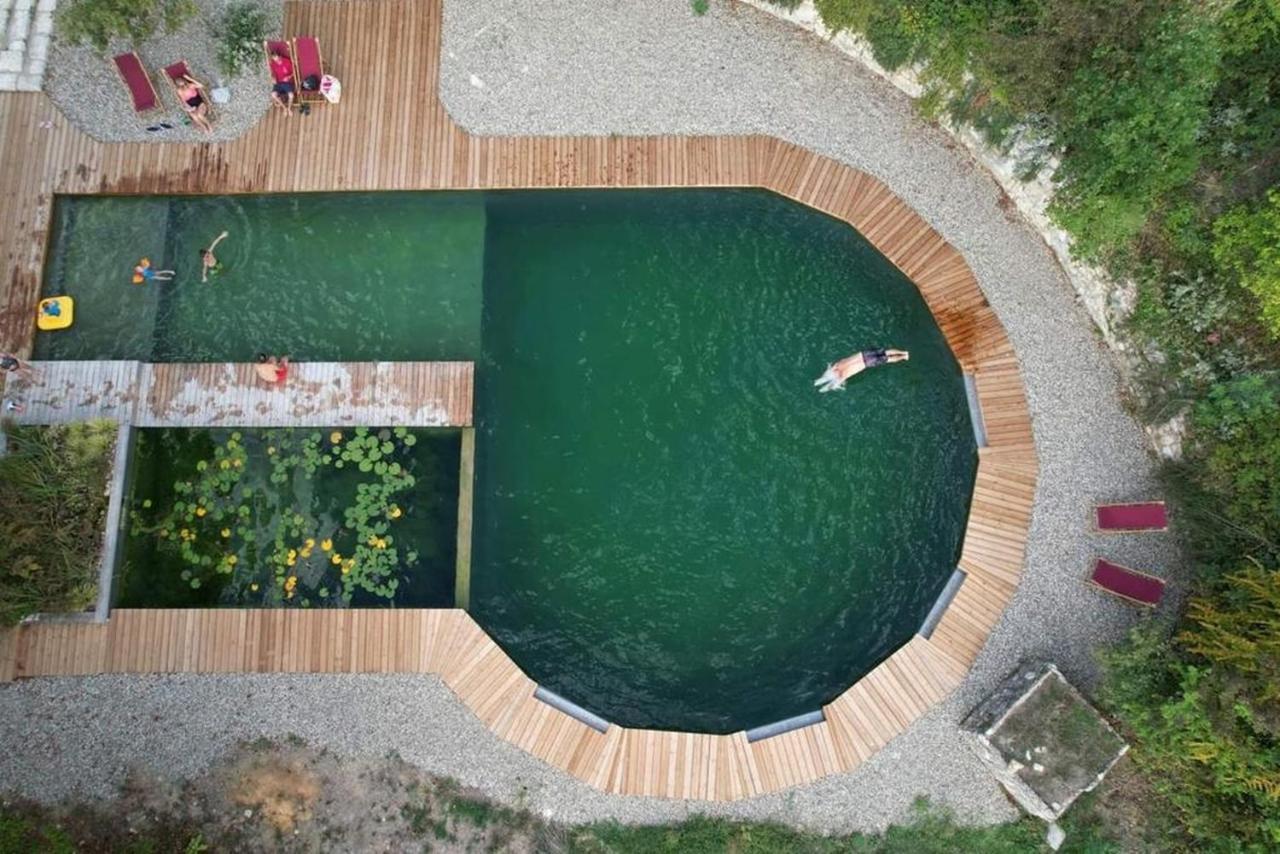 Maison Terre Les Cabanes De Fallot - Sauna Bain-Froid Piscine Naturelle L'isle-Bouzon ภายนอก รูปภาพ